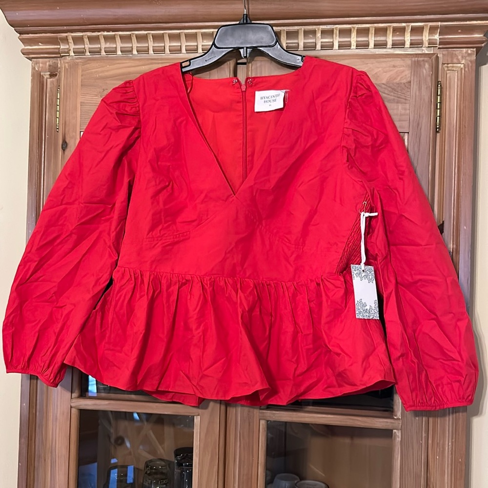Red Puff Sleeve Elaina Blouse - Picture 7 of 10